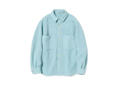 AURALEE SHETLAND WOOL ORGANIC COTTON WOVEN CLOTH SHIRTS BLOUSON "Light Blue"