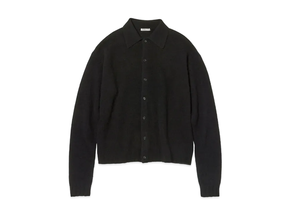 AURALEE SHETLAND WOOL CASHMERE KNIT CARDIGAN "Black"