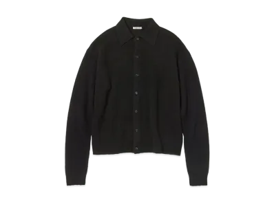 AURALEE SHETLAND WOOL CASHMERE KNIT CARDIGAN "Black"
