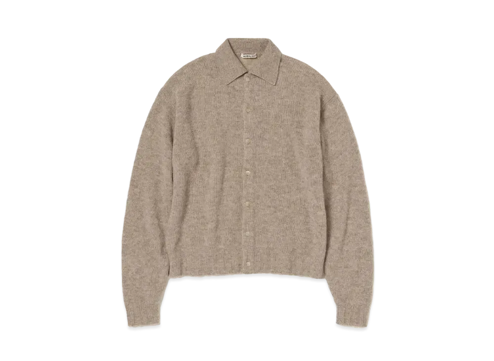AURALEE Shetland Wool Cashmere Knit Cardigan "Top Beige"