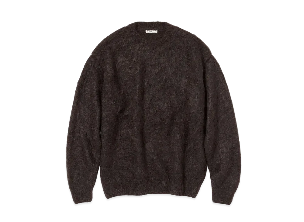 AURALEE BRUSHED SUPER KID MOHAIR KNIT P/O "Dark Brown"