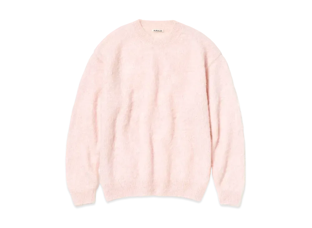 AURALEE BRUSHED SUPER KID MOHAIR KNIT P/O "Light Pink"