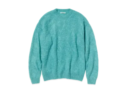 AURALEE BRUSHED SUPER KID MOHAIR KNIT P/O "Blue"