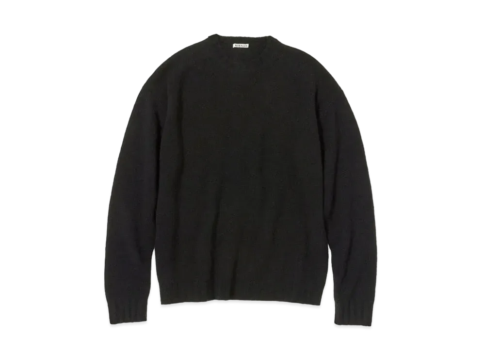 AURALEE SHETLAND WOOL CASHMERE KNIT P/O "Black"
