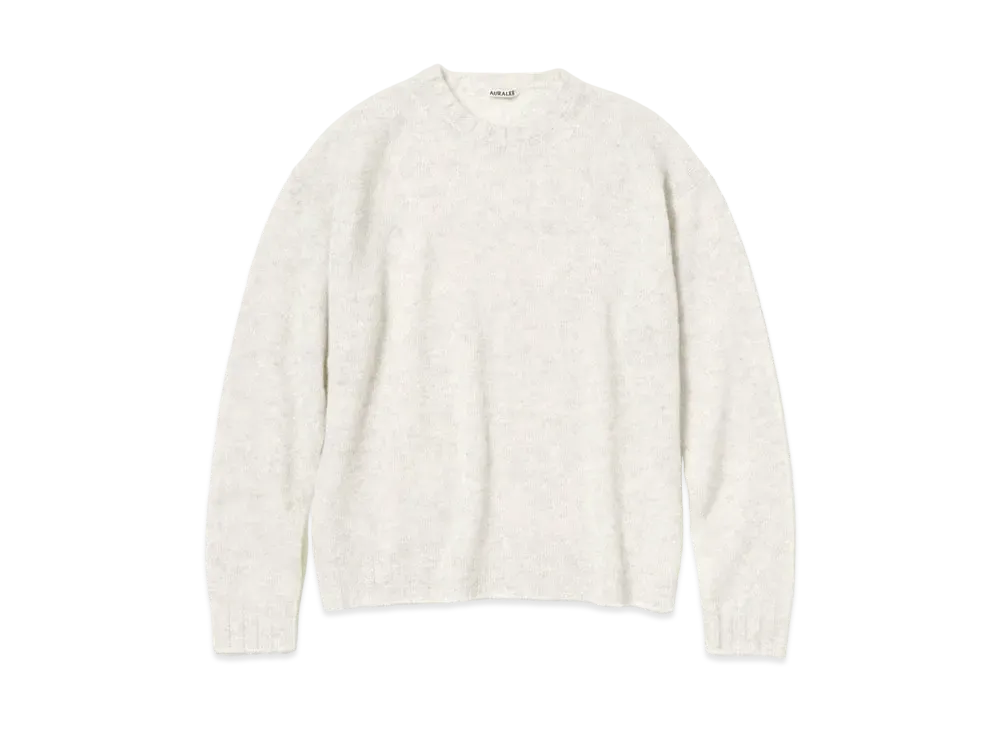AURALEE SHETLAND WOOL CASHMERE KNIT P/O "White"