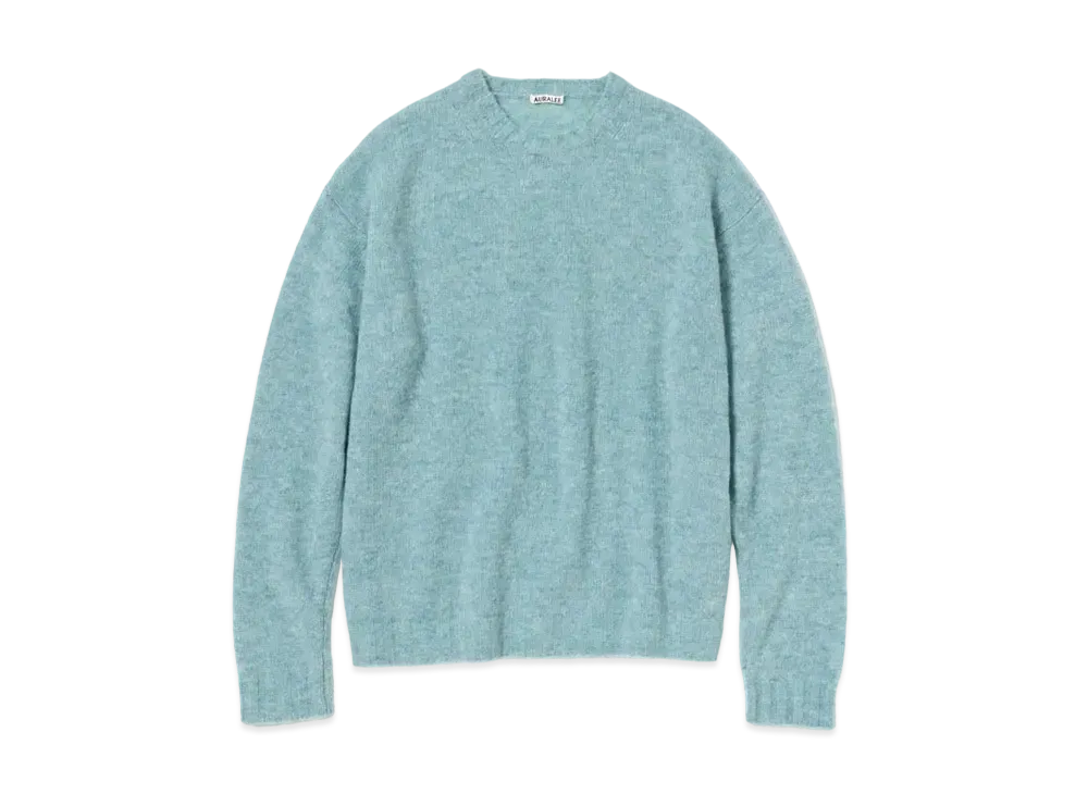 AURALEE SHETLAND WOOL CASHMERE KNIT P/O "Blue Green"