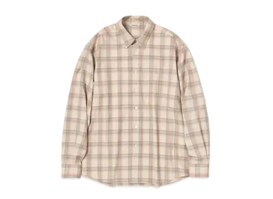 AURALEE SUPER LIGHT WOOL CHECK SHIRTS "Light Beige"
