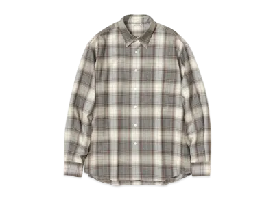 AURALEE SUPER LIGHT WOOL CHECK SHIRTS "Brown"
