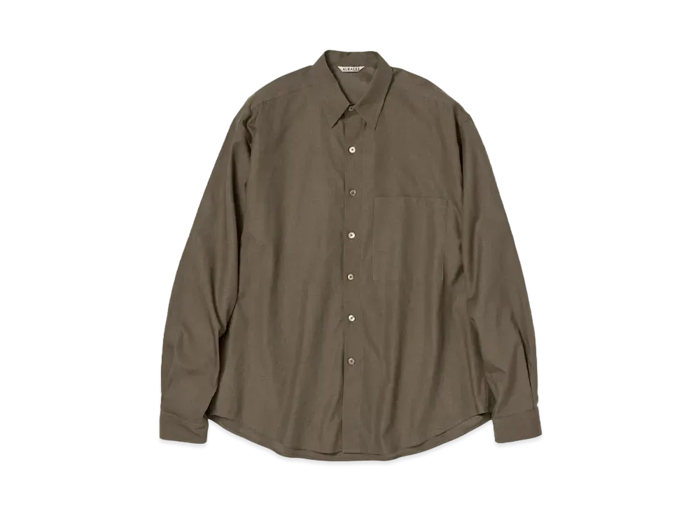 AURALEE Washed Finx Twill Big Shirt "Brown"