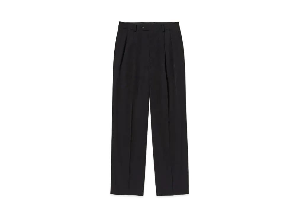 AURALEE LIGHT WOOL MAX GABARDINE TWO TUCK SLACKS "Black"