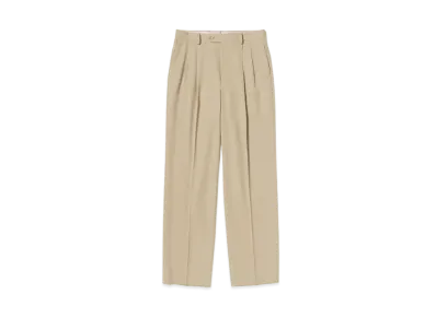 AURALEE LIGHT WOOL MAX GABARDINE TWO TUCK SLACKS "Light Beige"