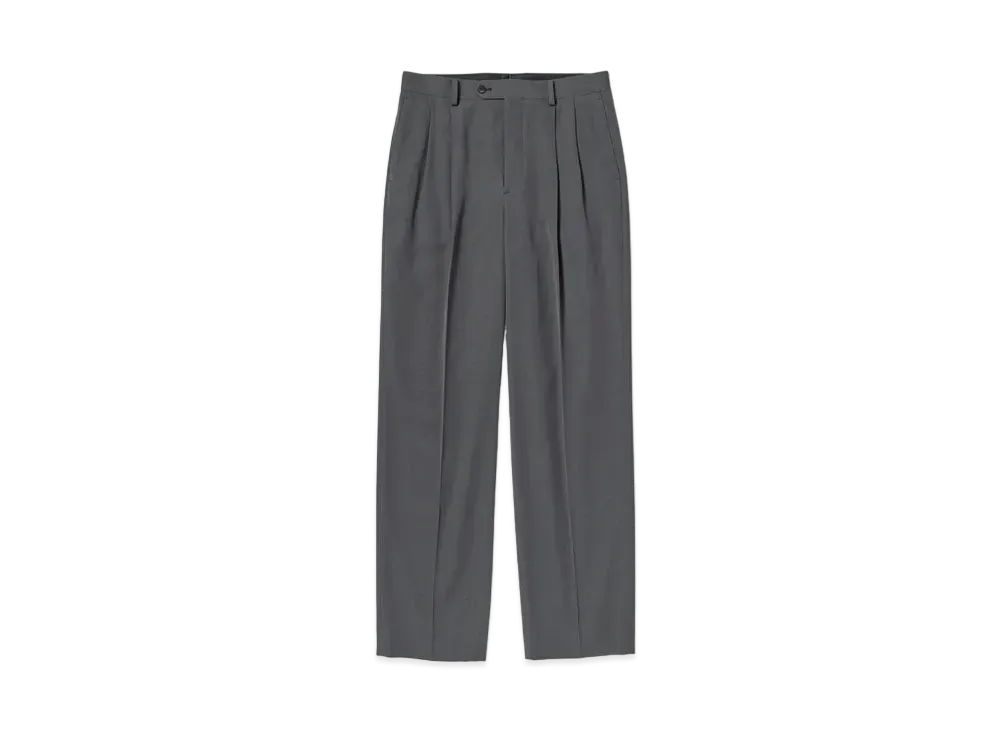 AURALEE LIGHT WOOL MAX GABARDINE TWO TUCK SLACKS "Charcoar Grey"