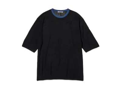 AURALEE Hard Twist High Gauge Wool Silk Knit Tee "Black"