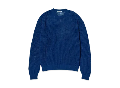 AURALEE Cotton Lily-Yarn Mesh Knit P/O "Blue"