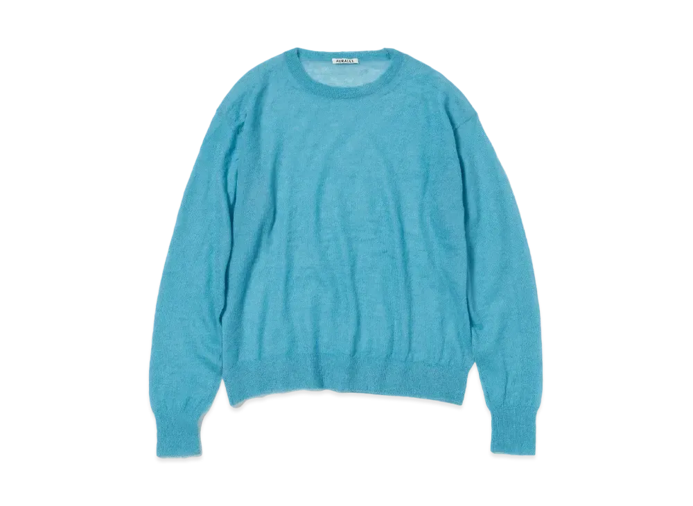 AURALEE Kid Mohair Sheer Knit P/O "Light Green"