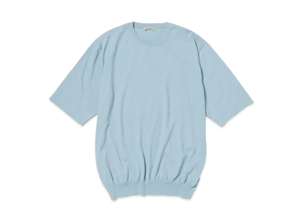 AURALEE Cashmere Hard Twist Knit Tee "Light Blue"