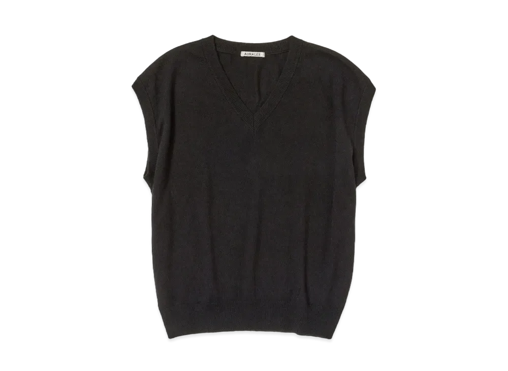 AURALEE Super Fine Cashmere Silk Knit Vest "Black"