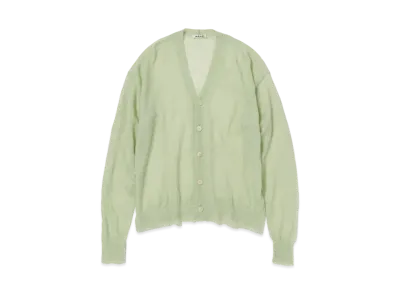 AURALEE Kid Mohair Sheer Knit Cardigan "Light Green"