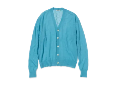 AURALEE Kid Mohair Sheer Knit Cardigan "Turquoise Blue"