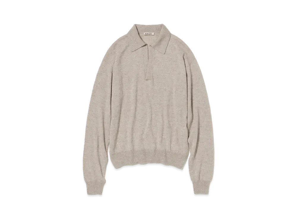 トップス AURALEE / CASHMERE SILK SKIPPER POLO Auralee Men's Super Fine Cashmere Silk Knit Skipper Polo in
