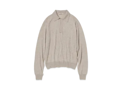 AURALEE Super Fine Cashmere Silk Knit Skipper Polo "Top Beige"