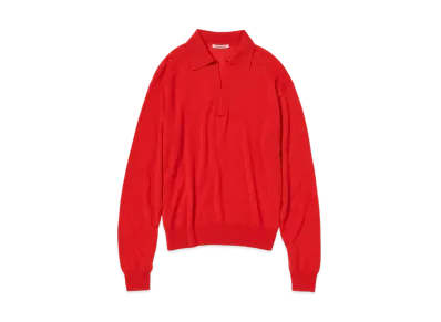 AURALEE Super Fine Cashmere Silk Knit Skipper Polo "Red"