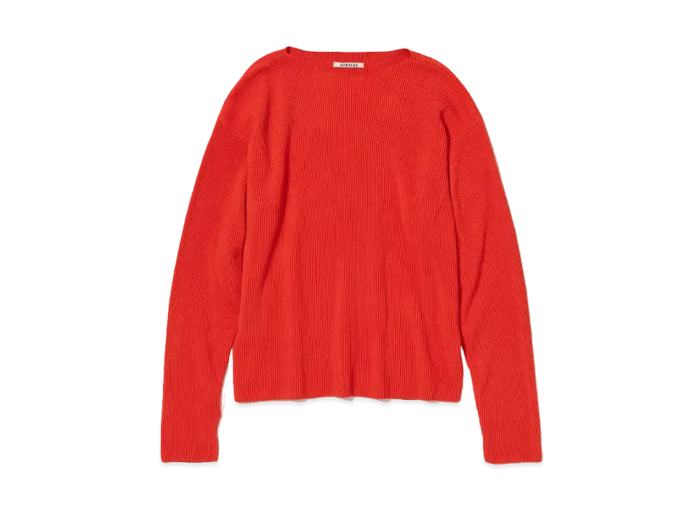AURALEE Super Hard Twist Rib Knit Boat Neck P/O "Red"