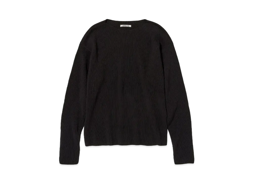 AURALEE Super Hard Twist Rib Knit Boat Neck P/O "Black"