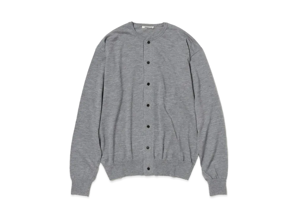 AURALEE Cashmere Hard Twist Knit Cardigan "Top Gray"