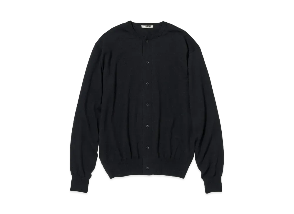 AURALEE Cashmere Hard Twist Knit Cardigan "Black"
