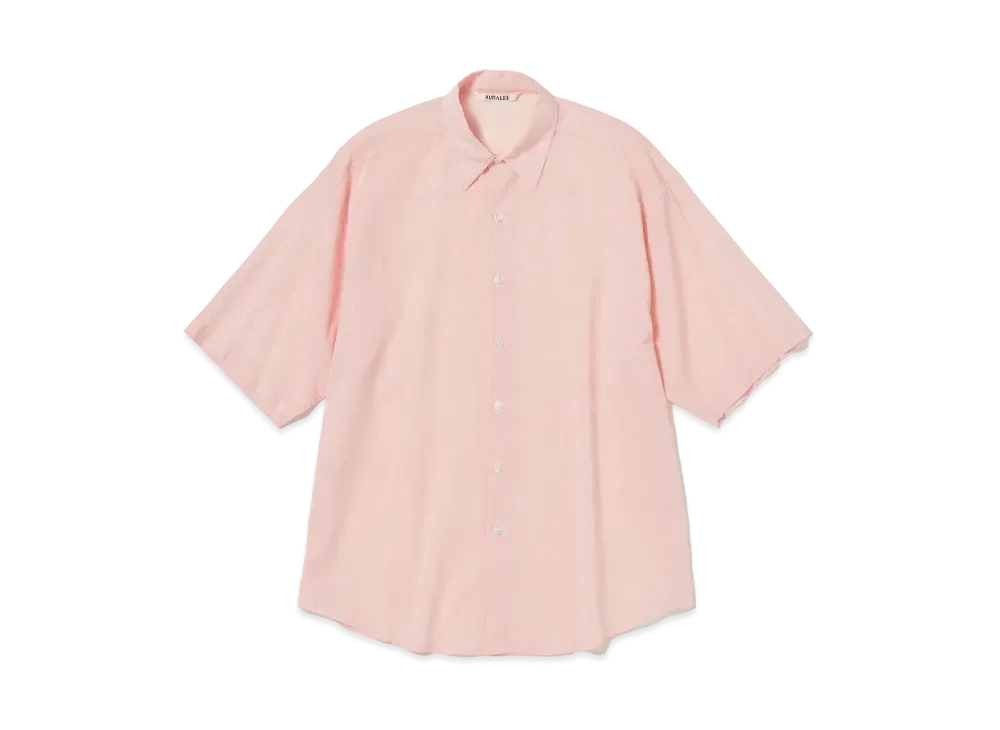 AURALEE Hard Twist Finx Organdy Half Sleeved Shirt "Light Pink"