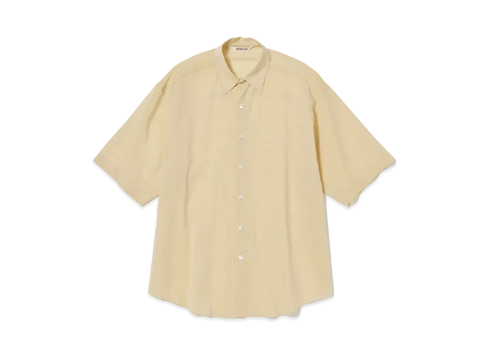 AURALEE Hard Twist Finx Organdy Half Sleeved Shirt "Light Yellow"