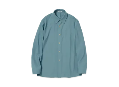 AURALEE Hard Twist Wool Dobby Shirt "Blue Grey"