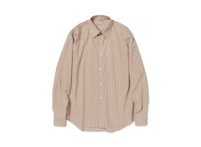 AURALEE Super Fine Wool Stripe Shirt "Light Brown Stripe"