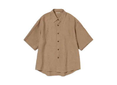 AURALEE Linen Silk Tweed Half Sleeved Shirt "Brown"