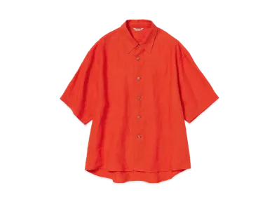 AURALEE Linen Silk Tweed Half Sleeved Shirt "Red"