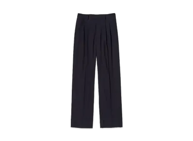 AURALEE Hard Twist Wool Dobby Slacks "Dark Navy"
