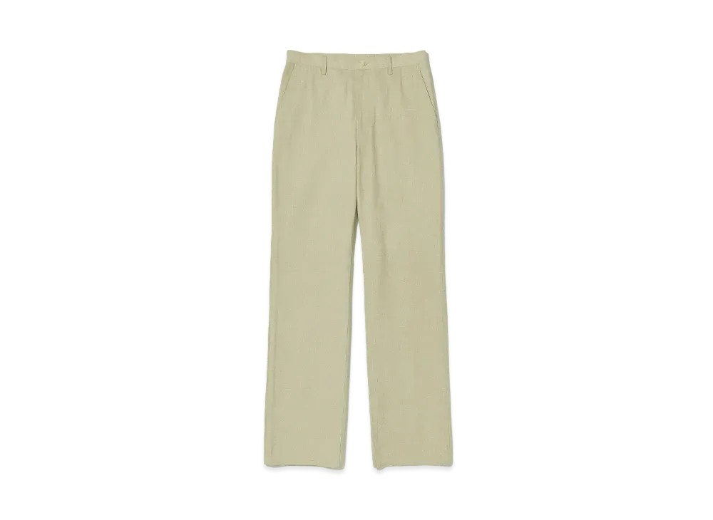 オーラリー ウォッシュド ハードツイスト キャンバス パンツ "カーキベージュ"
