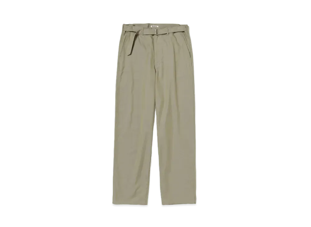 オーラリー ウォッシュド フィンクス シルク シャンブレー ベルトパンツ "グレー シャンブレー"