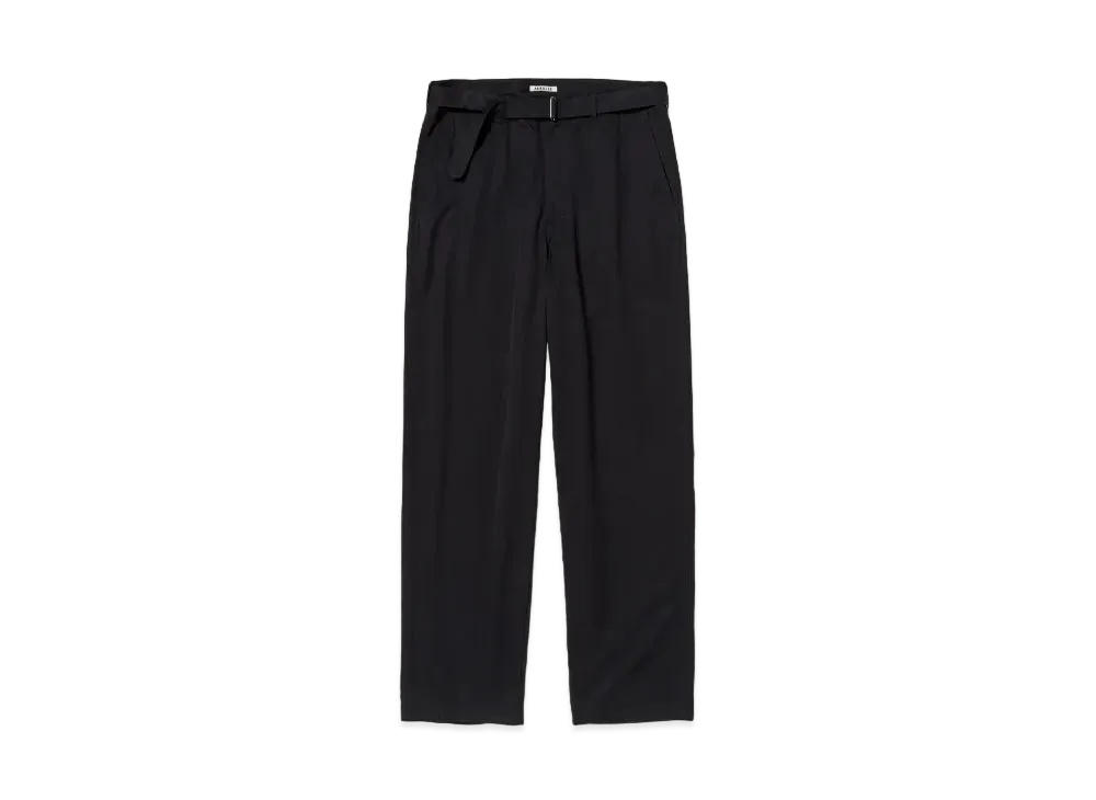 AURALEE Washed Finx Silk Chambray Belted Pants "Black Chambray"