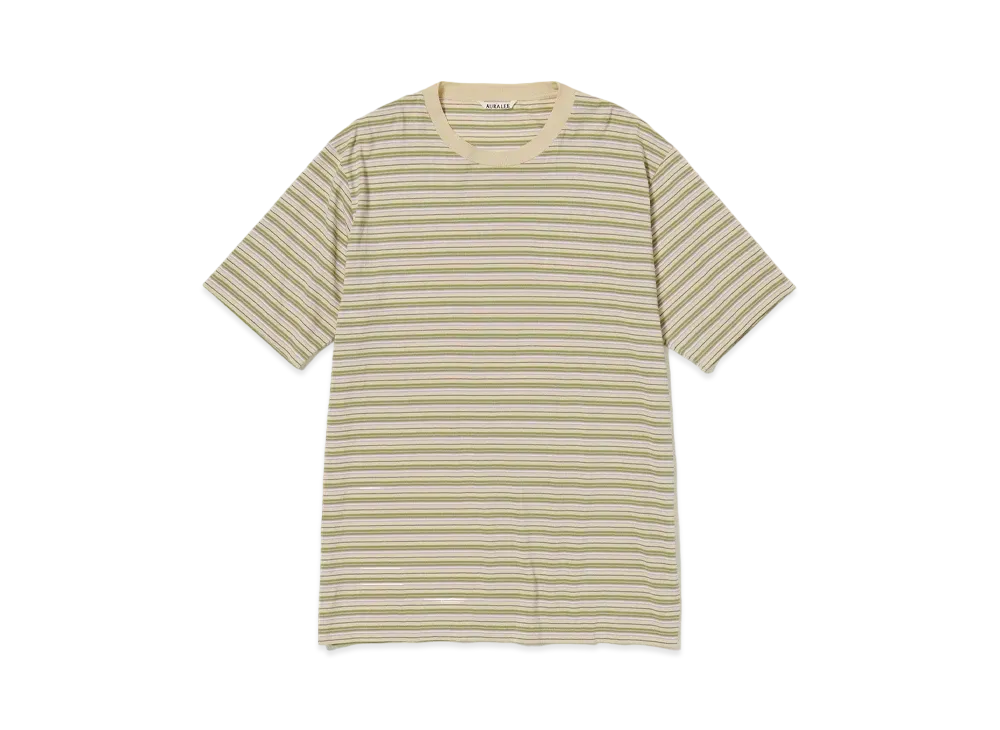 AURALEE Hard Twist Cotton Border Tee "Beige Border"