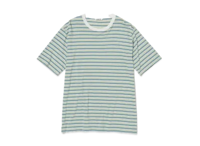 AURALEE Hard Twist Cotton Border Tee "Light Green Border"