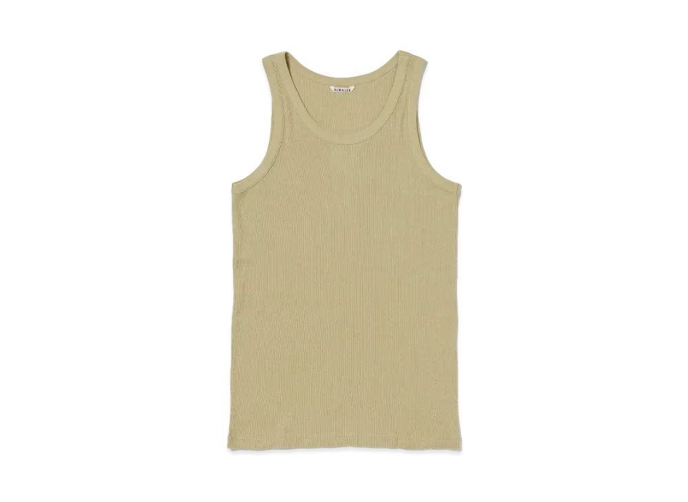 AURALEE Organic Soft Rib Tank "Khaki Beige"