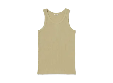 AURALEE Organic Soft Rib Tank "Khaki Beige"