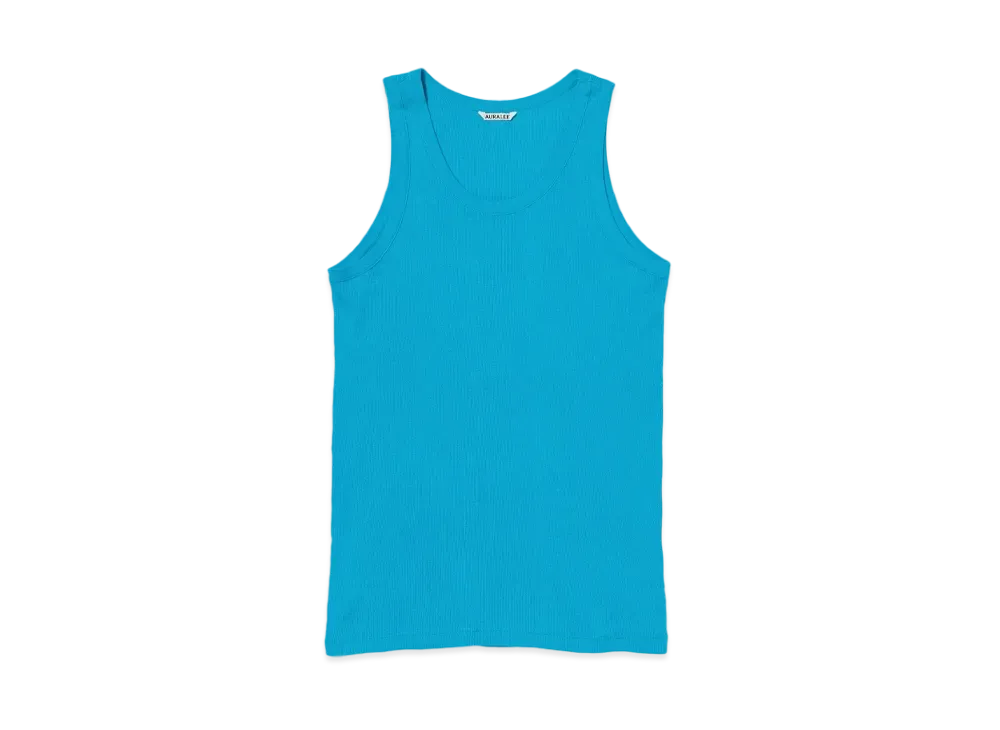 AURALEE Organic Soft Rib Tank "Turquoise Blue"