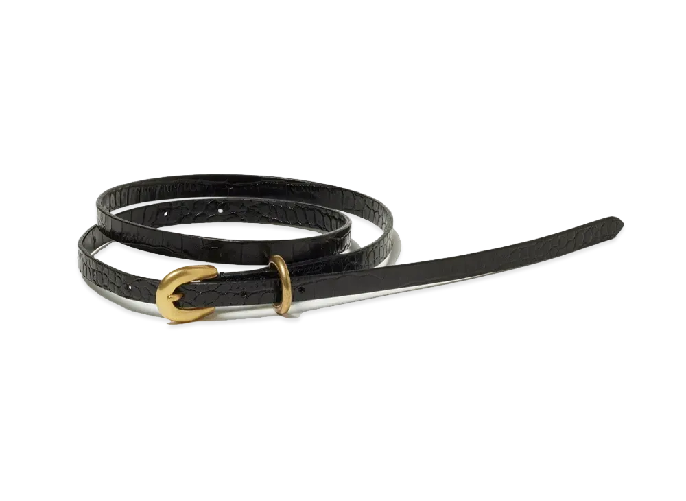AURALEE Leather Narrow Belt "Embossed Black"