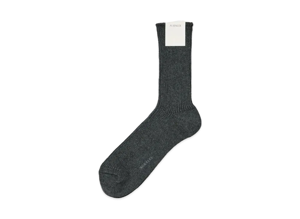 AURALEE Cotton Cashmere Low Gauge Socks "Top Charcoal"