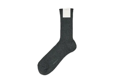 AURALEE Cotton Cashmere Low Gauge Socks "Top Charcoal"