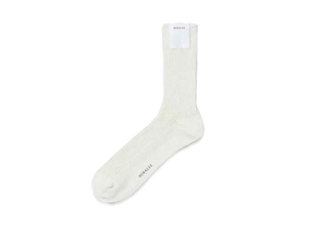 AURALEE Cotton Cashmere Low Gauge Socks "Ivory"