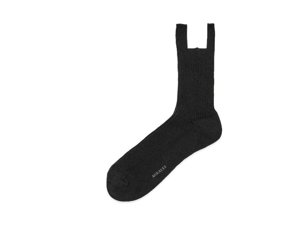 AURALEE Cotton Cashmere Low Gauge Socks "Black"